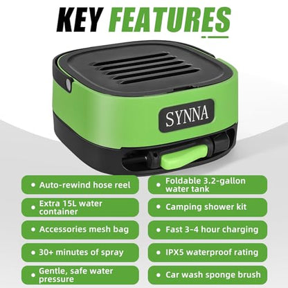 SYNNA Portable Cordless Electric Sprayer with Auto-Retractable Hose Reel