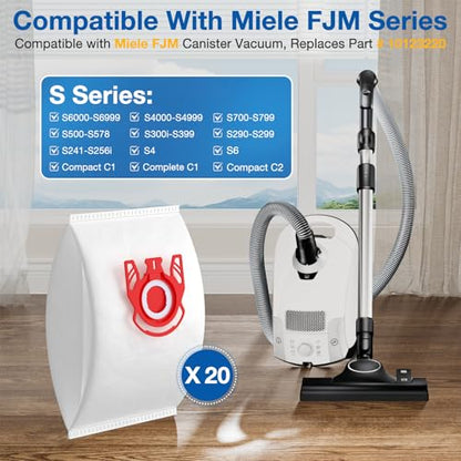 20 Pack 3D Airclean FJM Vacuum Cleaner Bags for Miele FJM Vacuum Cleaner - color: Red, size: 20 Pack FJM Bags