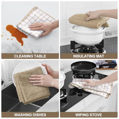 Homaxy Large Premium Cotton Kitchen Towels 16"x 28", 6 Pack, Tan - color: Tan, size: 16" X 28" - 6 Pack