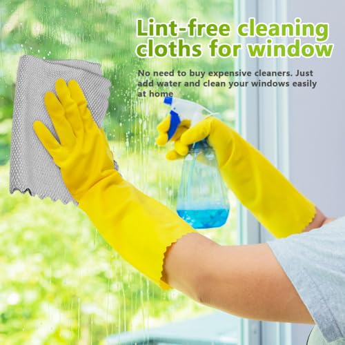 HOMEXCEL Glass Cleaning Cloths 6 PK, Lint Free Towel for Windows, Grey - color: Grey