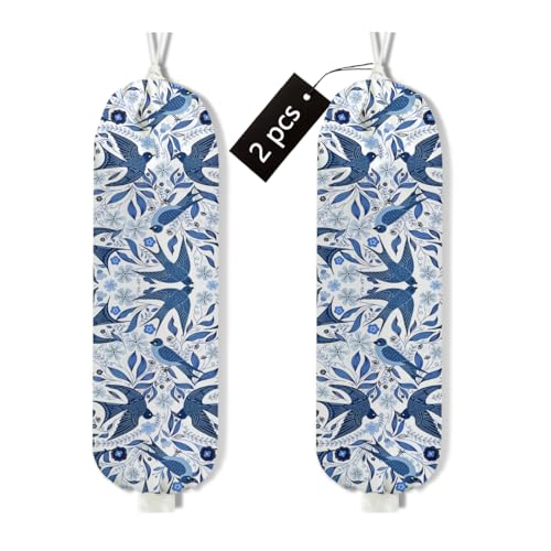 2Pcs Blue Bird Plastic Bag Holder, Wall Mount Grocery Bag Holder - color: multicolour 1334