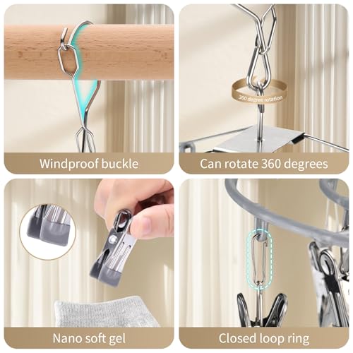 sock hanger for drying bra rack underwear panty hanging dryer baby herb wet - color: Light Gray (24 Clips)