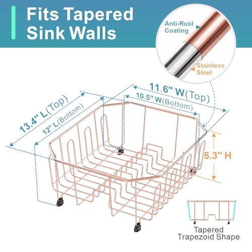GSlife Small in Sink Dish Drying Rack - Stainless Steel for RV Kitchen - color: Rose Gold, size: Small - 13.4" x 11.6" x 5.3"
