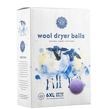 Woolzies Wool Dryer Balls Organic Big Wool Spheres Best Fabric Softener | 6-Pack XL Dryer Balls for Laundry is Made with New Zealand Wool | Use Laundry Balls for Dryer with Essential Oils (Lavender) - color: Lavender