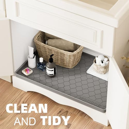 Winisok Waterproof Under Sink Mat 40" x 19", Silicone Mat, Dark Gray - color: Dark Gray, size: 19"W x 40"L