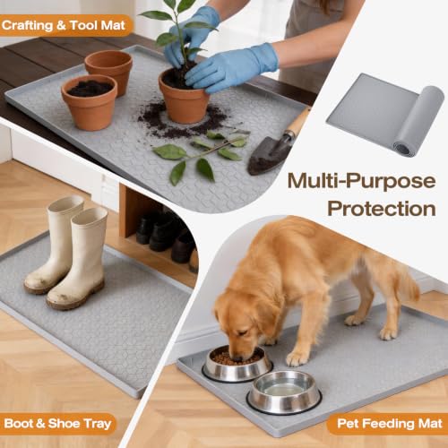TRZZ Waterproof Under Sink Mat, 22"x19", Drip Tray Shelf Liner, Beige - color: Beige, size: 19"W x 22"L