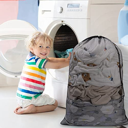 Meowoo 2Pcs Large Mesh Laundry Bag, 27×36inch - color: Black-2pcs, size: 27x36 inch