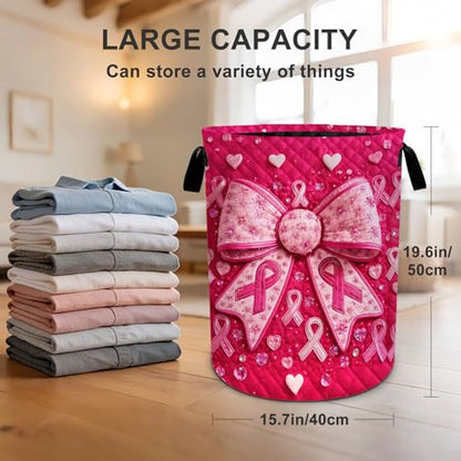 Pink Laundry Basket Waterproof Laundry Hamper Foldable Laundry Bag with Handles for Bedroom, Bathroom, Office, Clothes Storage - color: Pink