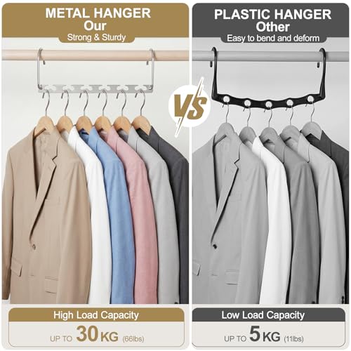 HOUSE DAY 10.5 Inch Closet Space Saving Wardrobe Clothing Magic Hangers Oragnizer Heavy Chrome Hangers, Updated Hook Design Pack of 8 - size: 8 Pack