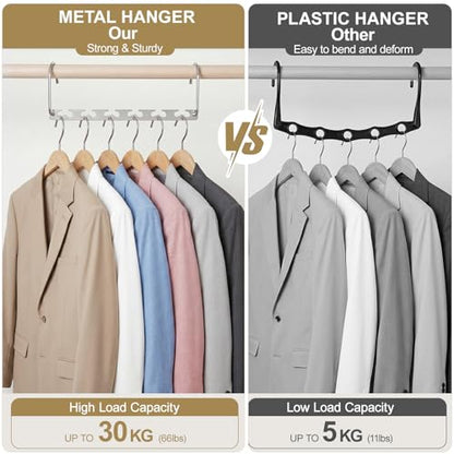 HOUSE DAY 10.5 Inch Closet Space Saving Wardrobe Clothing Magic Hangers Oragnizer Heavy Chrome Hangers, Updated Hook Design Pack of 8 - size: 8 Pack
