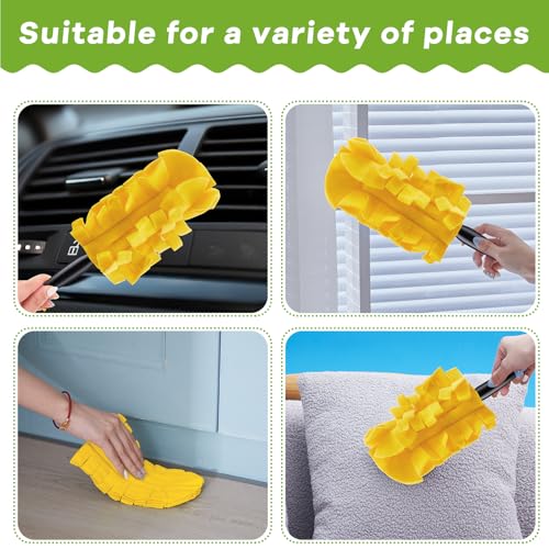 12 Pcs Reusable Duster Refills Washable Pads, Yellow - color: Yellow