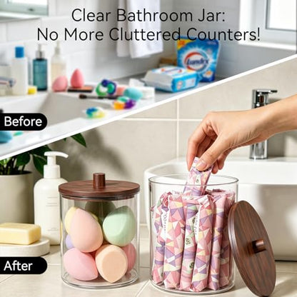 Amolliar Clear Acrylic Laundry Pods Container (Dark Wood, 0.6+0.4Gal) - color: Dark Brown(78oz+50oz)