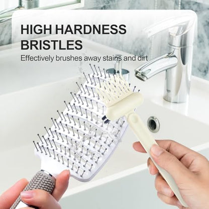 2 Pack Hair Brush Cleaning Tool, 2-in-1 Cleaner Tool, Portable Cleaning Tool Set for Brush Comb Keyboard, Remover Rake for Removing Hair Dust, Home and Salon Use(Black&White) - color: Cleaner-2PcsBlack&White