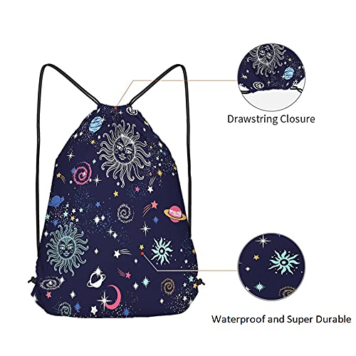 Space Galaxy Constellation Drawstring Backpack Bag Sun Moon Cosmic Field Astronomy Stars Universe Sport Gym Sack String Bag Yoga Bag for Men Women - color: Multi-a111