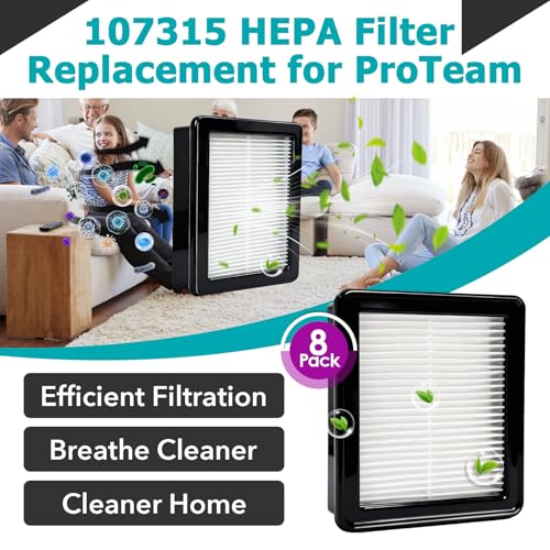 8 Pcs 107315 HEPA Filter Compatible with ProTeam Coach Pro 10 - size: 8