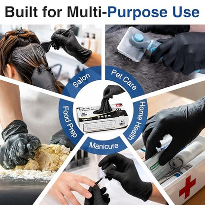 Schneider Black Nitrile Gloves, Gloves Disposable Latex Free, Powder Free - size: X-Small