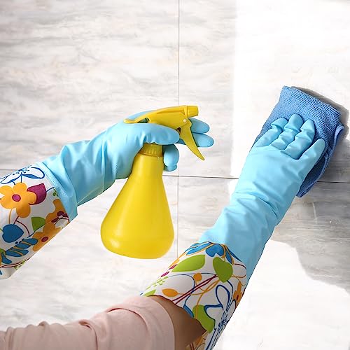 Bamllum 16-Inch Latex-Free Cleaning Gloves, Cotton Flocked Liner, Medium - color: Blue+pink+white, size: Medium