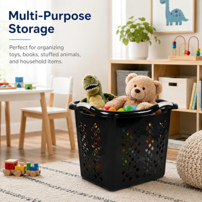 Laundry Basket 2 Pack 2 Bushel Plastic with Handles Black - color: Black 2pcs