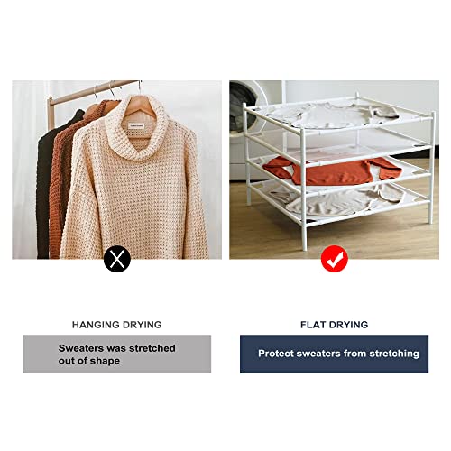 STO STO Sweater Drying Rack, 4-Pack Stackable Mesh Clothes Drying Rack, Laundry Drying Rack for Sweaters, Socks, Toys, White - style: 4 Pack