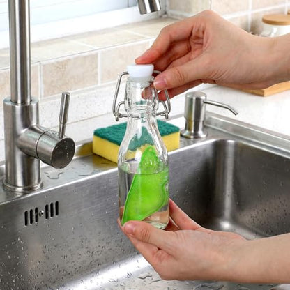 6 Pcs Bottle Cleaning Beans, Magic Beans Bottle Cleaner, Sponge Reusable Bean Shape Heat Resistance Pod Sponges with Ceramic Balls Green Shaped Internal Tools of Small Mouth