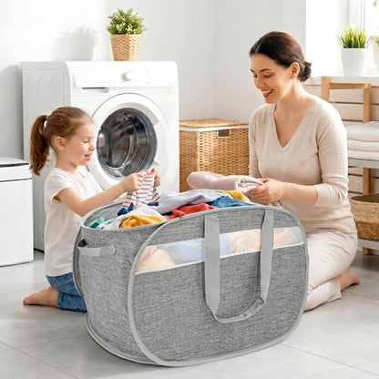 100L Collapsible Laundry Baskets, Foldable Dual Handles Laundry Hamper Grey - color: 100L Gray