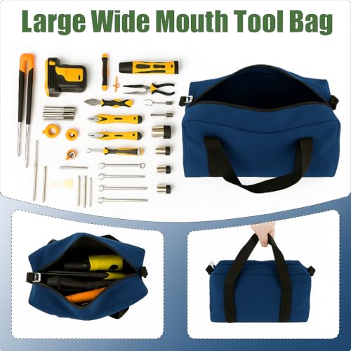Small Tool Bag, Close Top Wide Mouth Tool Organizer Bag, Large Tool Bags - color: Royal Blue, size: 12 Inch