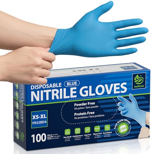 SWIFTLITE Food Safe Disposable Gloves Latex Free, Blue - size: Medium