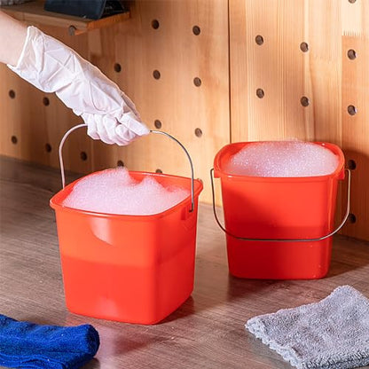 Zhehao 6 Pcs 3 Quart Small Sanitizer Cleaning Bucket, Red - color: Red