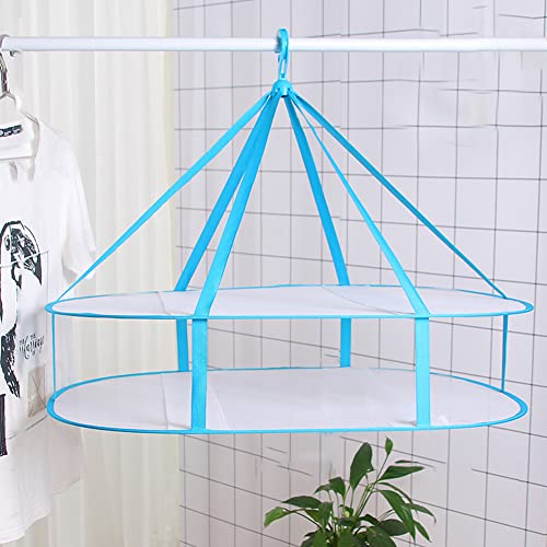 2 Tier Folded Mesh Clothes Hanging Dryer,Stackable Sweater Drying Rack