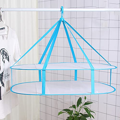 2 Tier Folded Mesh Clothes Hanging Dryer,Stackable Sweater Drying Rack
