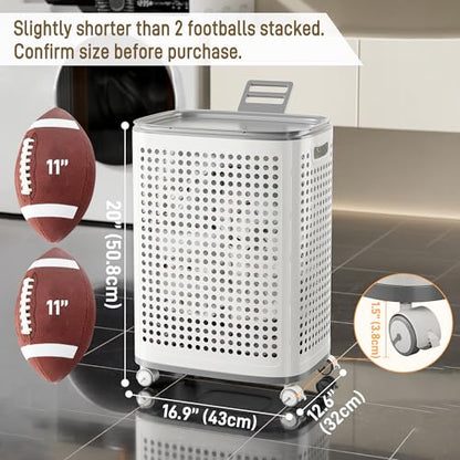 Plastic Laundry Basket on Wheels with Lid & Handle, Medium - size: Medium