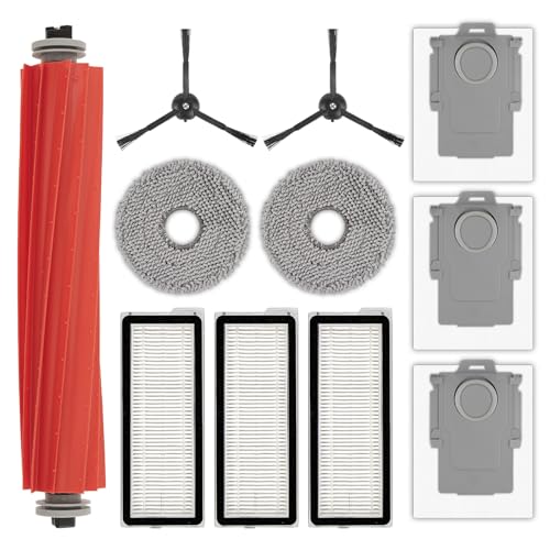 (11 Pack) QRevo S Replacement Parts Compatible with Roborock Qrevo S, Qrevo Pro, Qrevo MaxV, QRevo Plus Robot Vacuum, 1 Roller Brush, 2 Black Side Brushes, 3 Dust Bags, 3 HEPA Filters, 2 Mop Pads - color: Qrevo S Accessories Black Kit (11 Pieces)