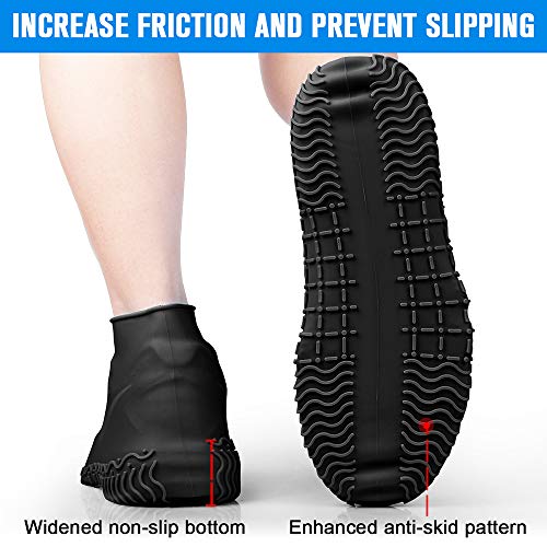 Shiwely Silicone Waterproof Shoe Covers, Upgrade Reusable Overshoes with Zipper, Resistant Rain Boots Non-Slip Washable Protection for Women, Men (M (Women 5-7, Men 5-6), Black) - color: Black, size: M (Women 5-7, Men 5-6)