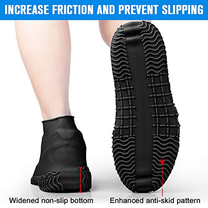 Shiwely Silicone Waterproof Shoe Covers, Upgrade Reusable Overshoes with Zipper, Resistant Rain Boots Non-Slip Washable Protection for Women, Men (M (Women 5-7, Men 5-6), Black) - color: Black, size: M (Women 5-7, Men 5-6)