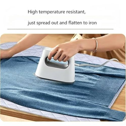 Portable Silver Coated Ironing Pad,31.5 x 18.9 Inch Thick Cotton Heat Resistant Ironing Mat,Non-Slip Quilted Ironing Board Cover for Laundry Room Travel & Home