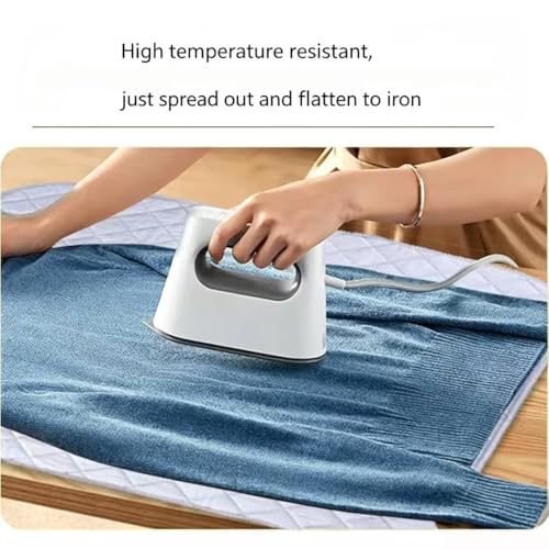 Portable Silver Coated Ironing Pad,31.5 x 18.9 Inch Thick Cotton Heat Resistant Ironing Mat,Non-Slip Quilted Ironing Board Cover for Laundry Room Travel & Home