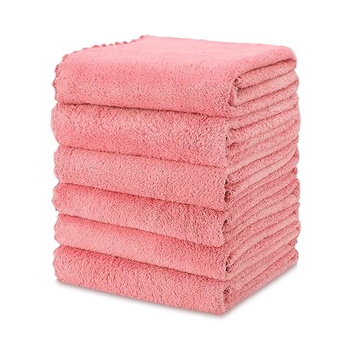 kimteny 6 Pack Microfiber Kitchen Dish Towels for Washing Dishes, Pink - color: Pink, size: 13x28 - 6 Pack