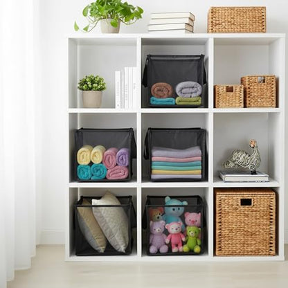 SOUJOY 4Pcs Pop Up Laundry Baskets, 13 Inch Collapsible Mesh Popup Clothes Hampers, Portable and Foldable Washing Bin with Handles for Home, Dorm, Travel and Storage, Black