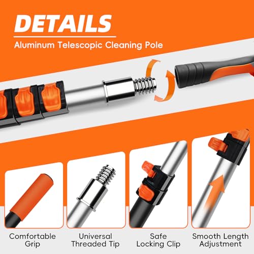 20 Foot High Dusters for Cleaning with 3-12 Foot Heavy Duty Extension Pole - size: 12 FT