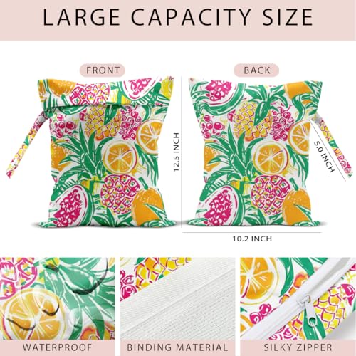 Swimsuit Bag Wet Bags for Travel Reusable Waterproof Dry Bags Diaper Bag Citrus Cherry Wet Bag for Swimsuit Towels Beach Gym 10.2×12.6 Inches - color: Citrus Cherry