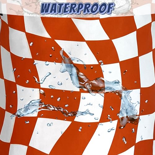 Orange Checkerboard Laundry Basket Oxford Cloth Foldable Hamper 18.9x16.5In - color: Orange Checkerboard Pattern