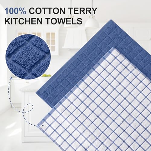 Homaxy Large Premium Cotton Kitchen Towels 16"x 28", 6 Pack, Navy Blue - color: Navy Blue, size: 16" X 28" - 6 Pack