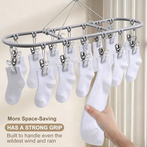 sock hanger for drying bra rack underwear panty baby legging hanging dryer - color: Dark Gray (20 Clips) (2pcs)