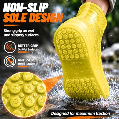 Waterproof Shoe Covers, Reusable Silicone Rain Shoe Covers, Yellow, M - color: Yellow, size: M