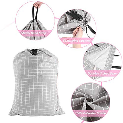 SWISSELITE Heavy Duty Laundry Bag, Large Travel Dirty Clothes Bag - color: Check Gray
