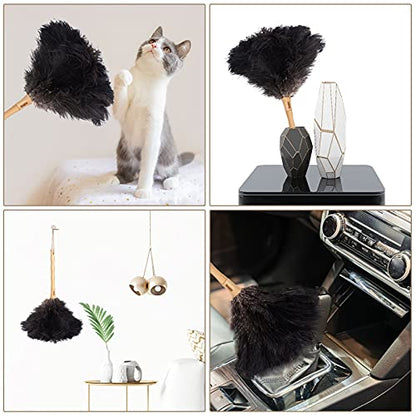 Aldwin Ostrich Feather Dusters for Cleaning, 16 inch Black - color: Black