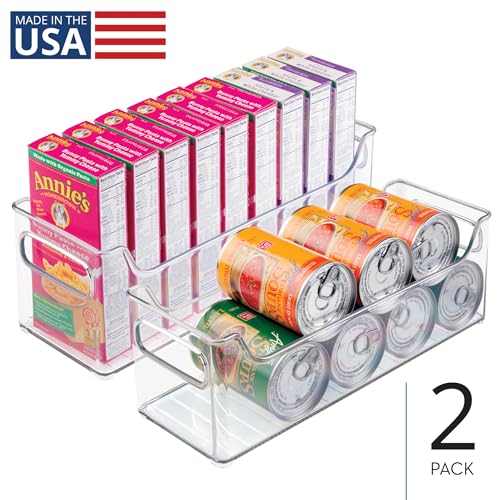 InterDesign iDesign Stackable Plastic Pantry Bin with Handles for Cabinets or Fridge, Set of 2, Clear, Made in USA (Pack of 2) - size: 14.5" x 5" x 5", Set of 2 (Pack of 2), style: Pack of 2
