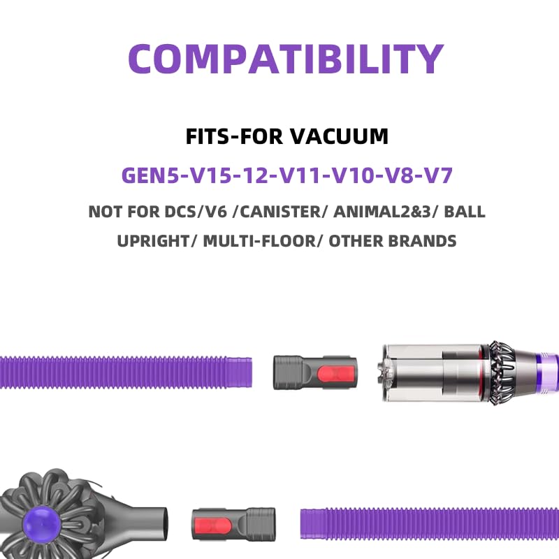 Flexible Dryer Vent Lint Vacuum Attachment Hose for Dyson V15 V12 V11 V10 V8 V7 Gen5, Compatible Crevice Nozzle Lint Removal Tool, Dryer Cleaner Kit for Cordless Vacuum Cleaners﻿