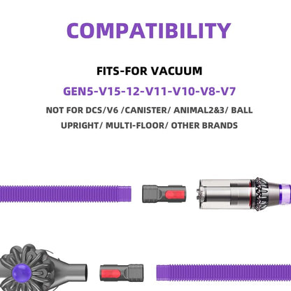Flexible Dryer Vent Lint Vacuum Attachment Hose for Dyson V15 V12 V11 V10 V8 V7 Gen5, Compatible Crevice Nozzle Lint Removal Tool, Dryer Cleaner Kit for Cordless Vacuum Cleaners﻿