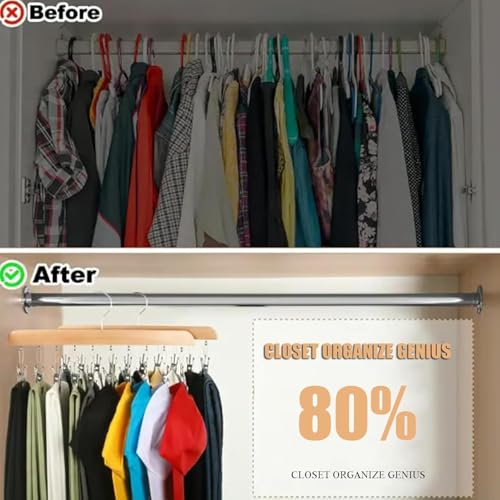 Closet Organizer with 10 Clips, 2PCS Space Saving Hanging Closet Organizer, Space-Saving Hat Scarf Clothespins for Jeans Skirts Socks Leggings Wooden Pant Hangers with Clips(Wood) - color: 2pc-light Wood